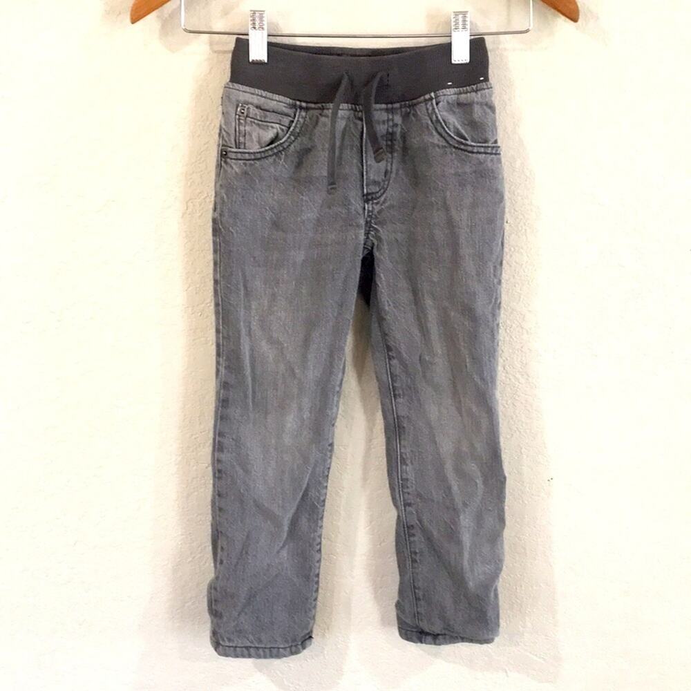 Gymboree Boy Sz 5 Lined Jeans Straight 100% Cotton Gray Heavyweight